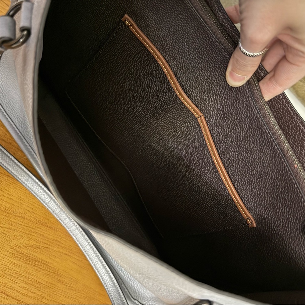 Coach Tyler Grey Carryall Pebble Leather Tote Bag - Picture 7 of 7